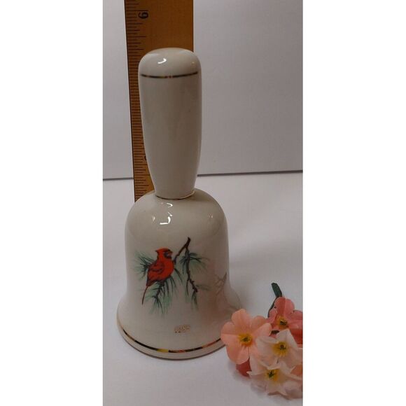 PORCELAIN BELL "CARDINAL IN THE PINES" Vintage 1985 JASCO Christmas #32B5 - Picture 3 of 8
